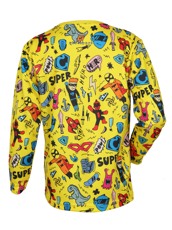 Jersey-2-2.png Jersey Anak motif Lucu Doodle Kuning Super Hero
