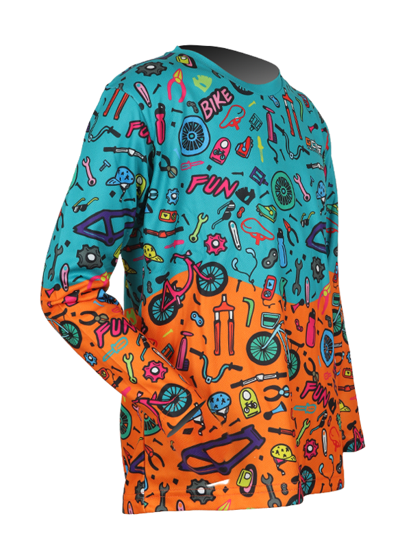 Jersey Anak Lucu Bike Doodle Tosca Orange