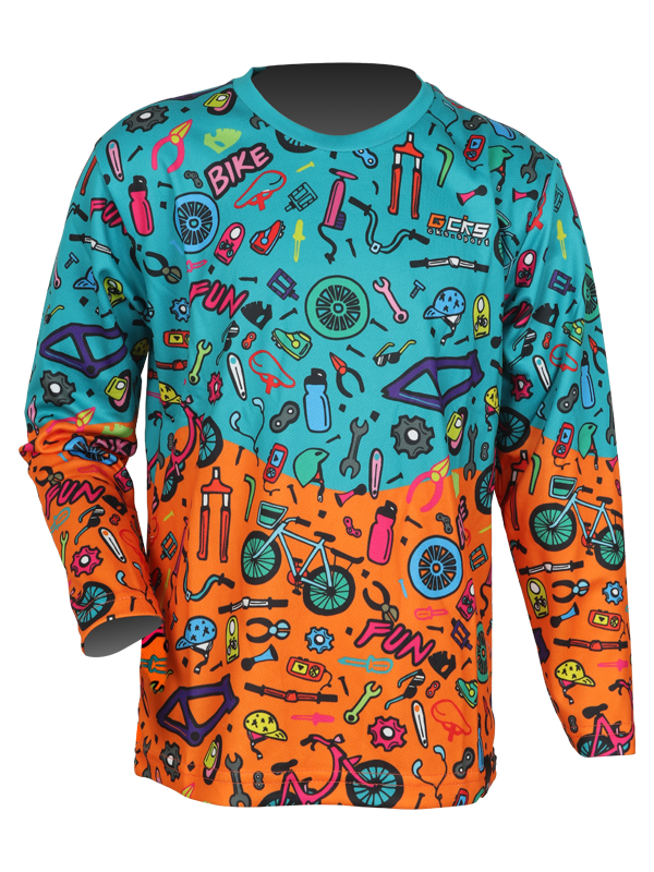 Jersey Anak Lucu Bike Doodle Tosca Orange