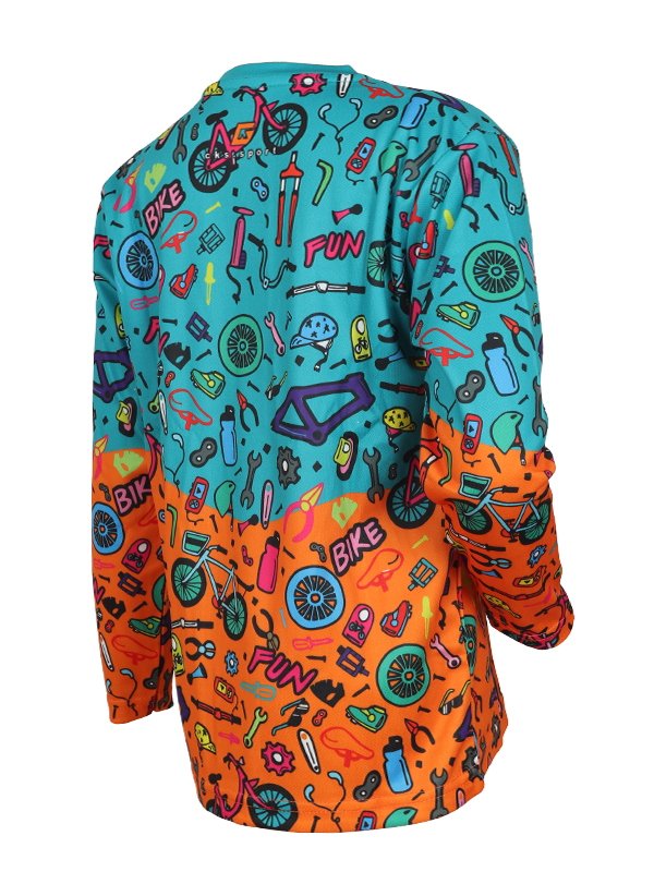 Jersey Anak Lucu Bike Doodle Tosca Orange